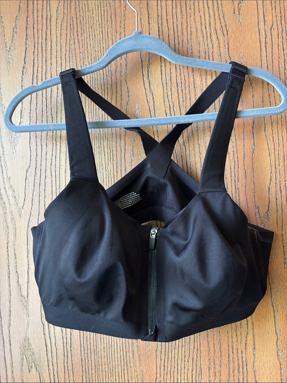 Victoria's Secret Black Front zip close Cross-Back Sports Bra